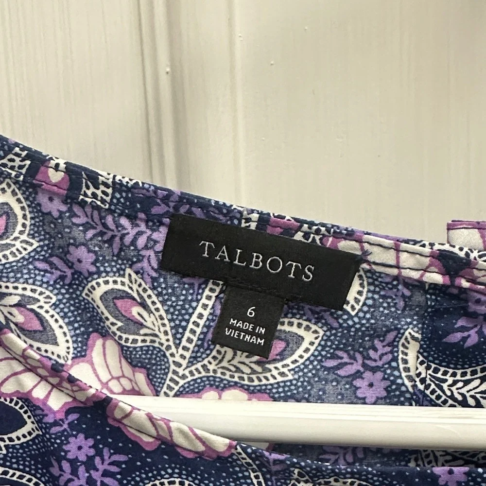Talbots Poplin Fit n Flare Dress Lexington Floral - Picture 3 of 5